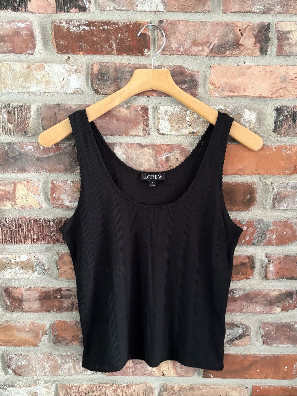 J. Crew Black Pointelle Knit Sleeveless Tank
Top, M